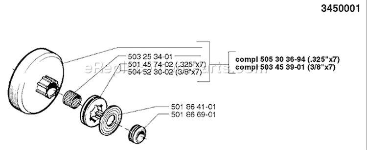Page N Diagram and Parts List for 254 1998-03 Husqvarna Chainsaw
