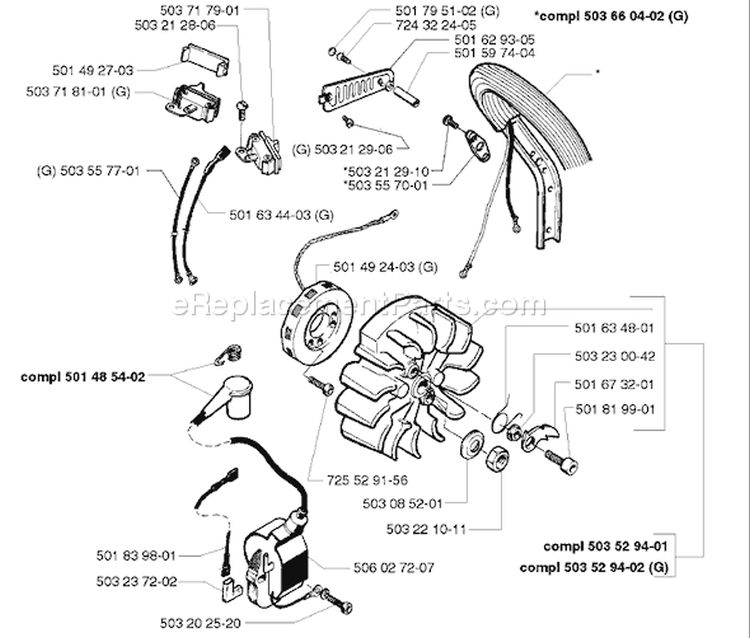 Page F Diagram and Parts List for 254 1998-03 Husqvarna Chainsaw