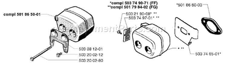 Page G Diagram and Parts List for 254 1998-03 Husqvarna Chainsaw