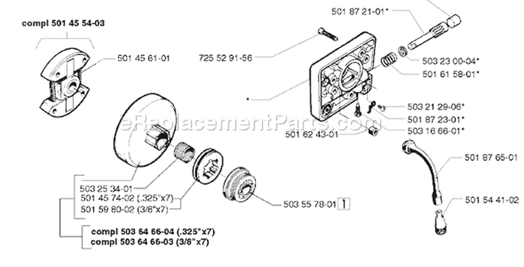 Page H Diagram and Parts List for 254 1998-03 Husqvarna Chainsaw