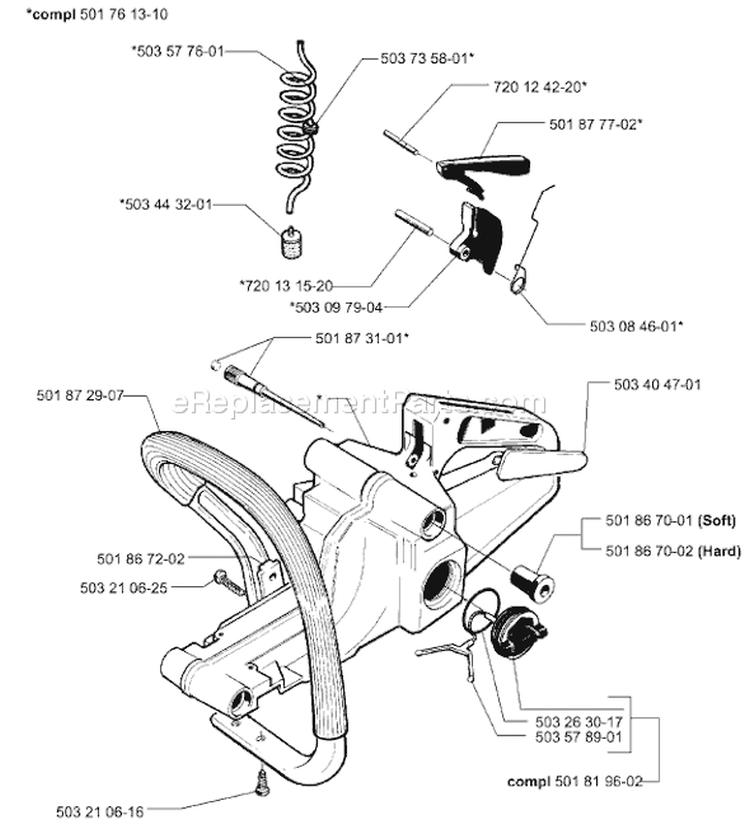 Page F Diagram and Parts List for 254 2001-09 Husqvarna Chainsaw