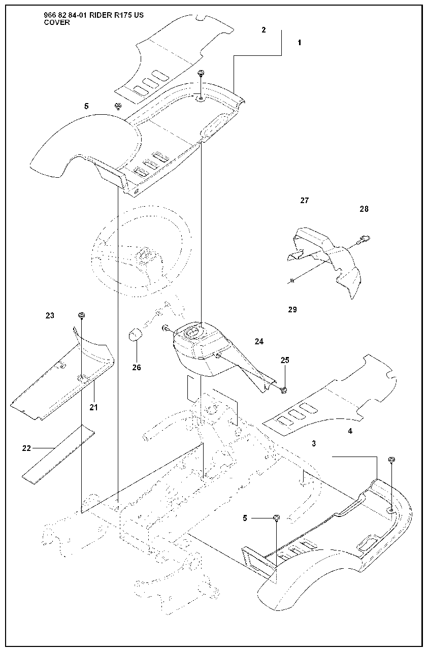 Cover (Part 2) Diagram and Parts List for R175 2008-05 Husqvarna Lawn Tractor