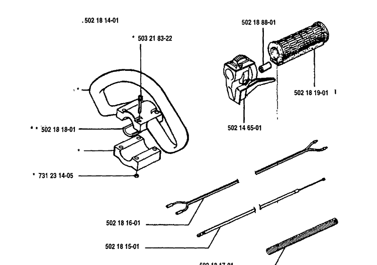 Grip Assembly Diagram and Parts List for 125L 1993-04 Husqvarna Trimmer