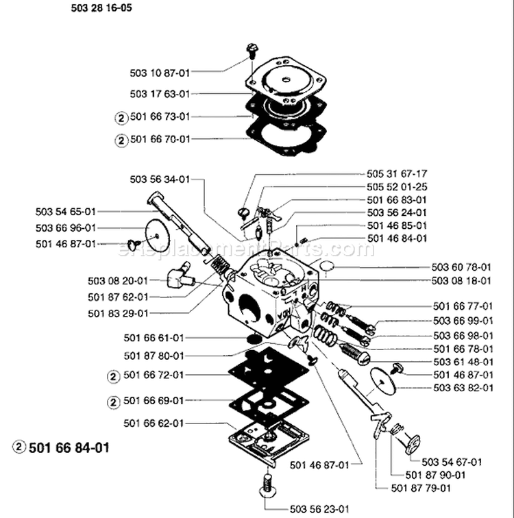 Page B Diagram and Parts List for 257 1996-01 Husqvarna Chainsaw