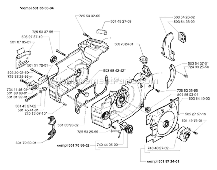 Page D Diagram and Parts List for 257 1998-03 Husqvarna Chainsaw