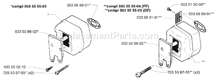 Page G Diagram and Parts List for 257 1998-03 Husqvarna Chainsaw