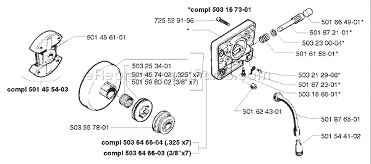 Page H Diagram and Parts List for 257 1998-03 Husqvarna Chainsaw