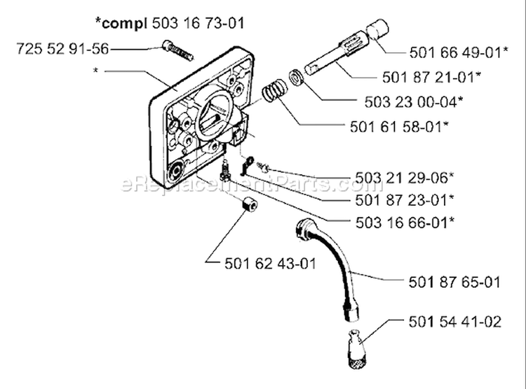Page K Diagram and Parts List for 257 2001-09 Husqvarna Chainsaw