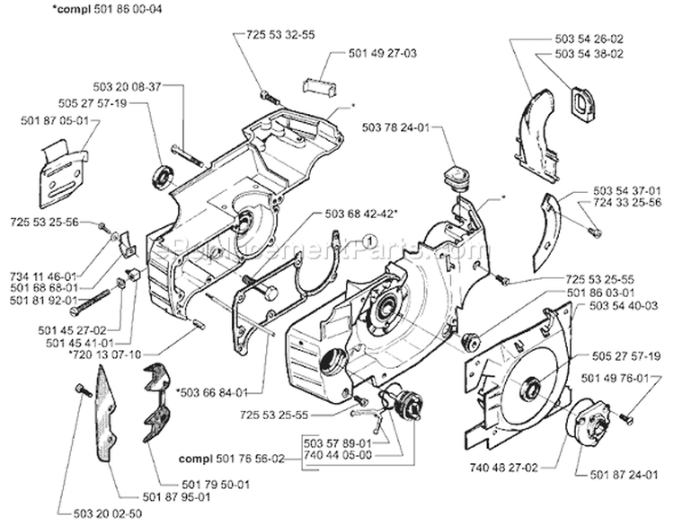 Page E Diagram and Parts List for 257 2001-09 Husqvarna Chainsaw