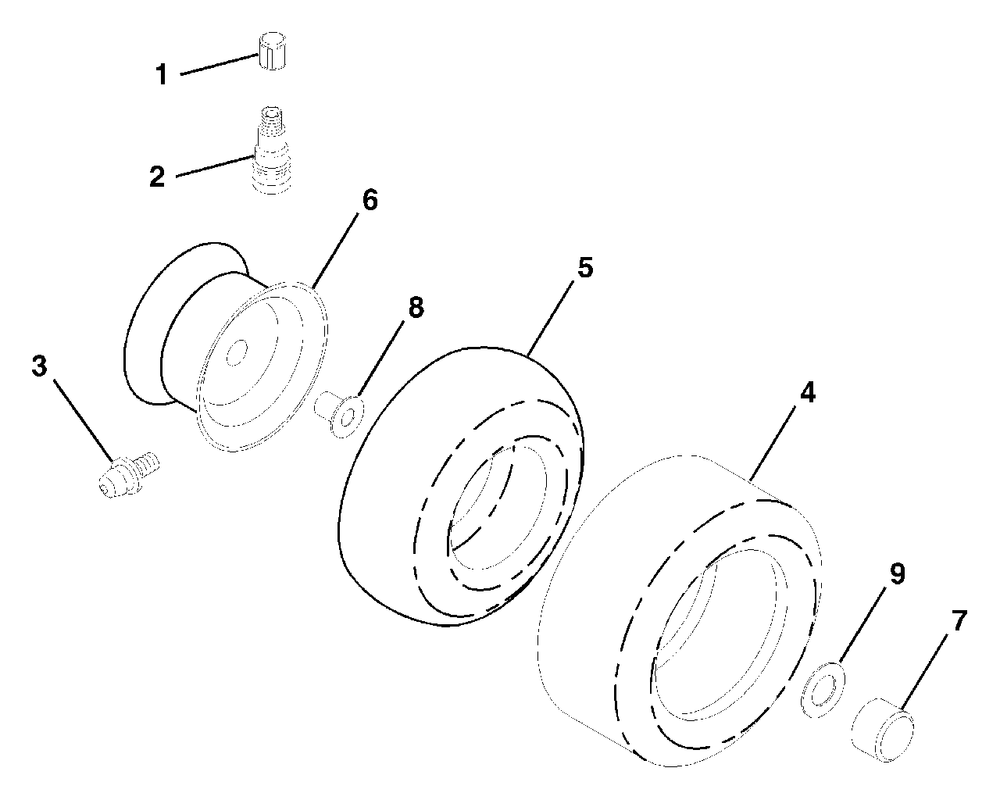Wheels And Tires Diagram and Parts List for LT125 (954170001-B)(1996-10) Husqvarna Lawn Tractor