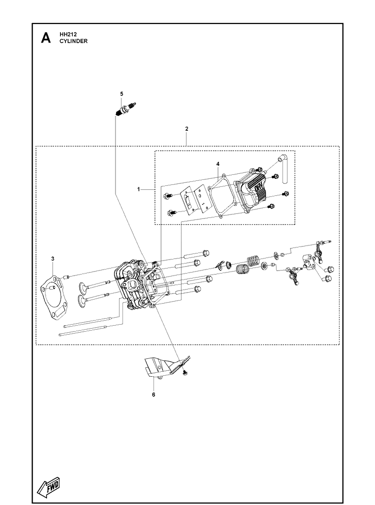 Cylinder Diagram and Parts List for 596210001 2020-05 Husqvarna Engine
