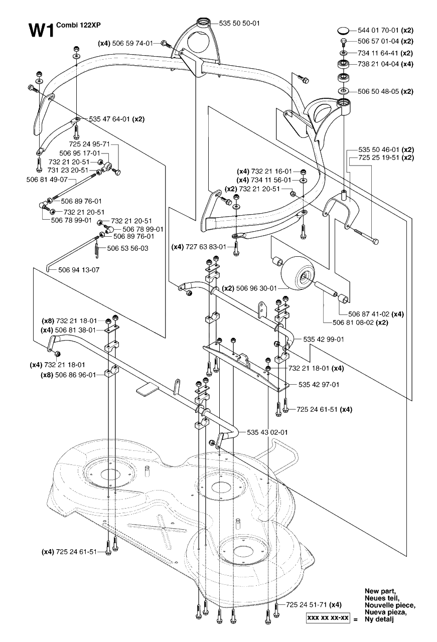 48-Inch/122cm Cutting Deck Diagram and Parts List for PF21AWD (953536501)(2005-04) Husqvarna Lawn Tractor