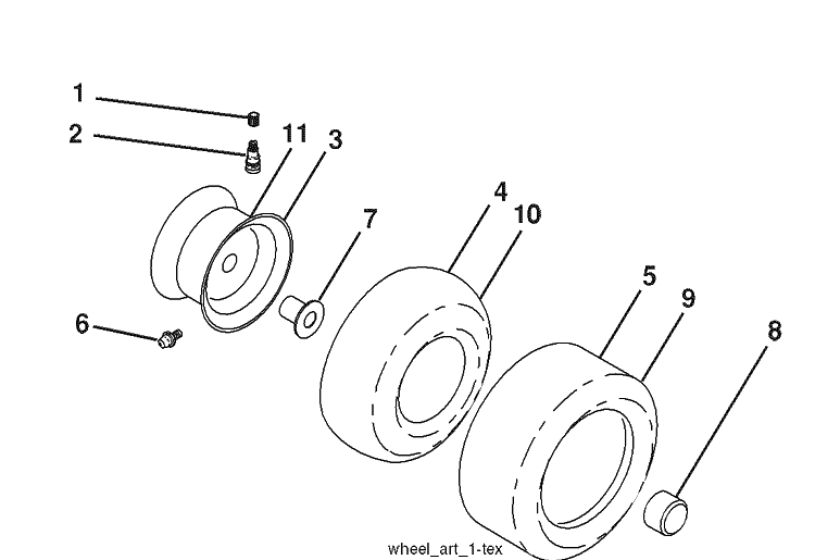 Wheels And Tires Diagram and Parts List for 2042LS (96043004800)(2007-12) Husqvarna Lawn Mower