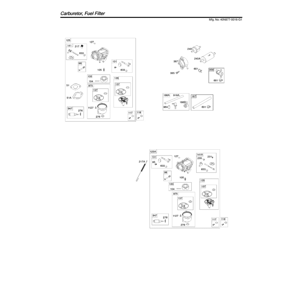 Engine >> Carburetor/Fuel Filter Diagram and Parts List for 96043030200  Husqvarna Lawn Tractor