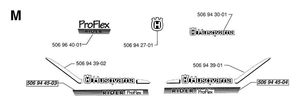 Decals Diagram and Parts List for PF1200 1998-03 Husqvarna Lawn Tractor