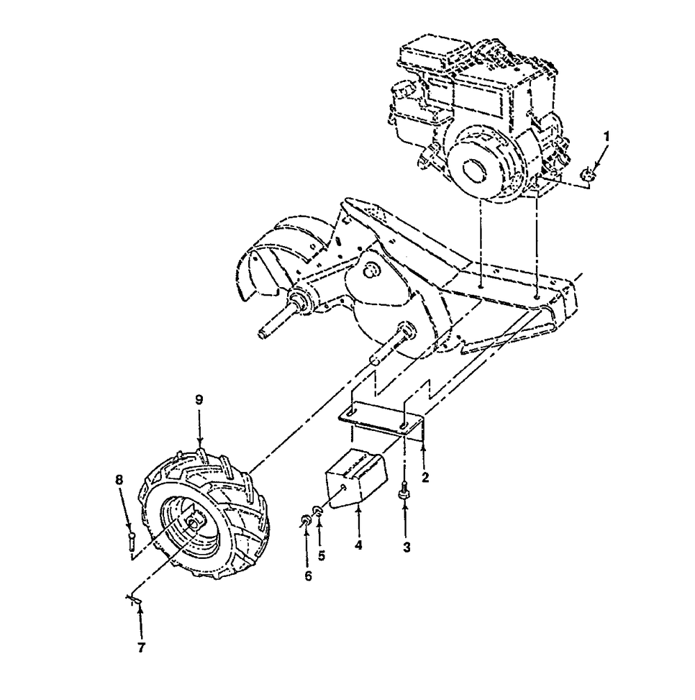 Mainframe, Right Side Diagram and Parts List for CRT50 (954000031-B)(1990-11) Husqvarna Tiller