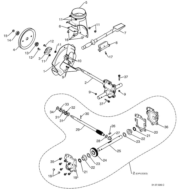 Auger Housing / Impeller Assembly 4 Diagram and Parts List for ST276EP (96191003200)(2009-09) Husqvarna Snow Blower
