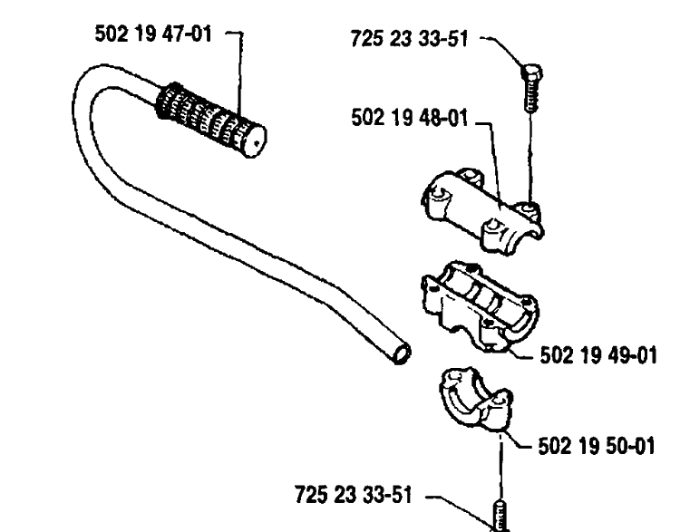 Handle Assembly Diagram and Parts List for 125L 1992-01 Husqvarna Trimmer