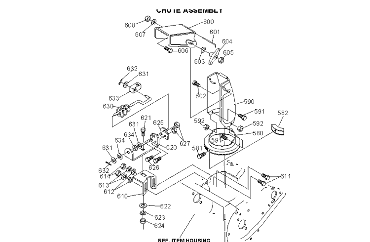 Control Panel And Discharge Chute Diagram and Parts List for ST521E 1997-01 Husqvarna Snow Blower
