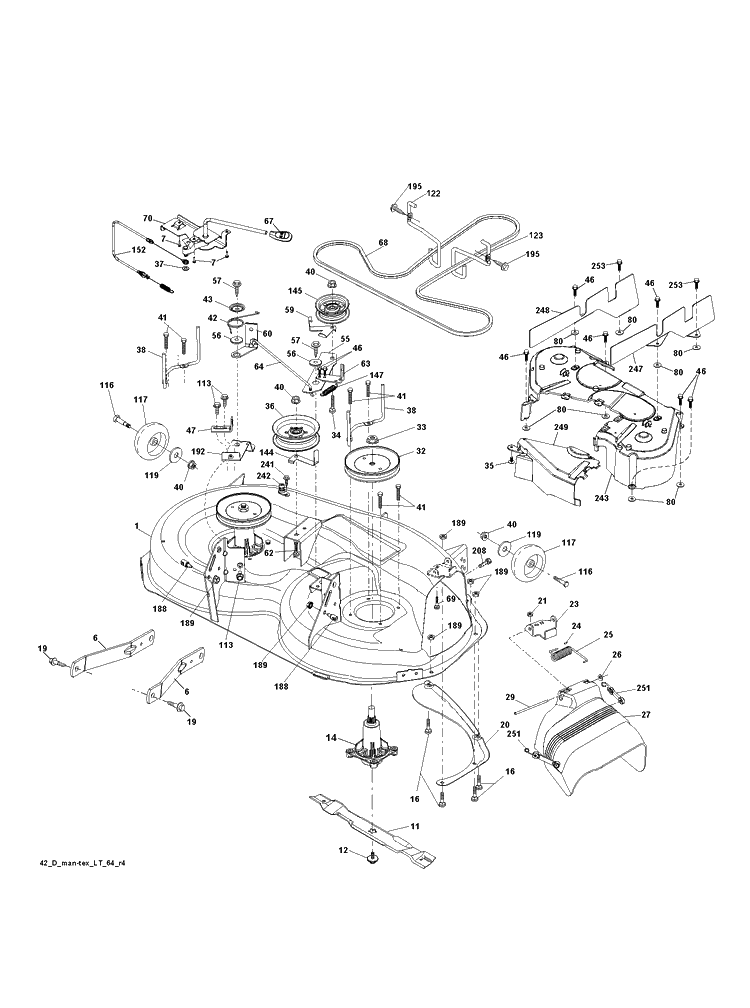 Mower Deck / Cutting Deck Diagram and Parts List for TS142T (96041043200)(2019-06) Husqvarna Lawn Tractor