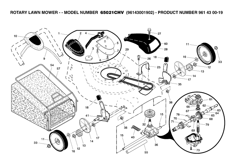 Repair Parts Diagram and Parts List for 65021CHV (96143001902)(2007-07) Husqvarna Lawn Mower