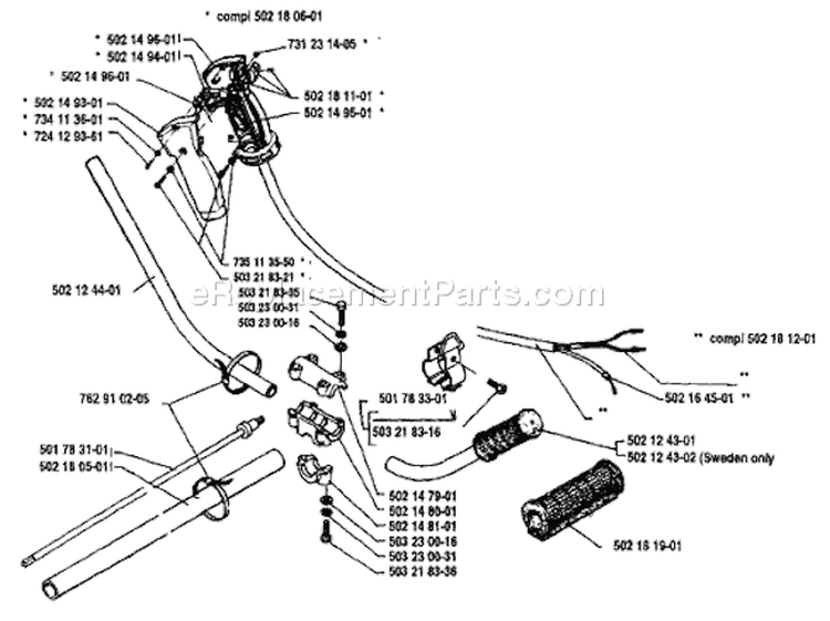Page Q Diagram and Parts List for 25RL 25 RL 1988-01 Husqvarna Trimmer