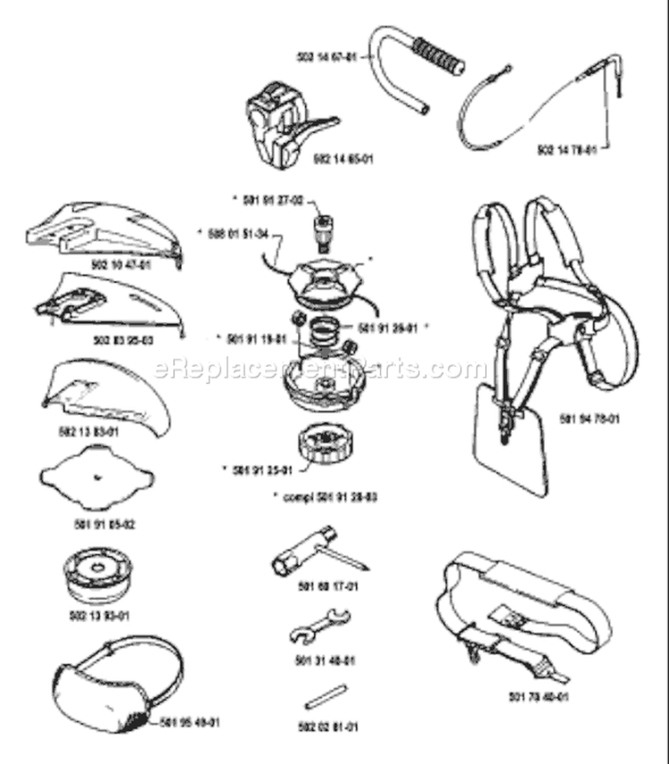 Page A Diagram and Parts List for 25R 25 R 1986-10 Husqvarna Trimmer