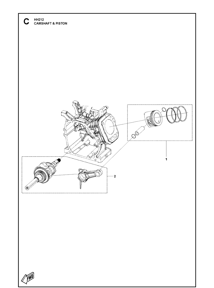 Crankshaft And Piston Diagram and Parts List for 596210001 2020-05 Husqvarna Engine