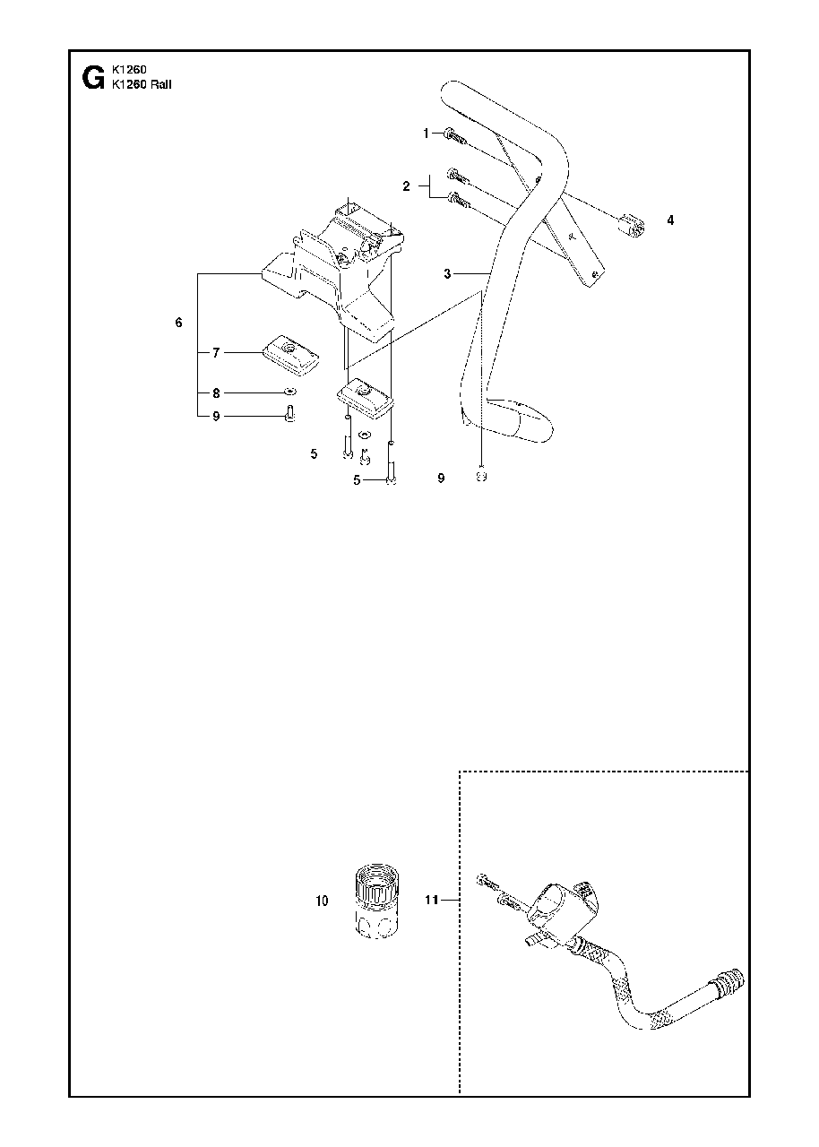 Handle Diagram and Parts List for K1260RAIL 2010-10 Husqvarna Circular Saw