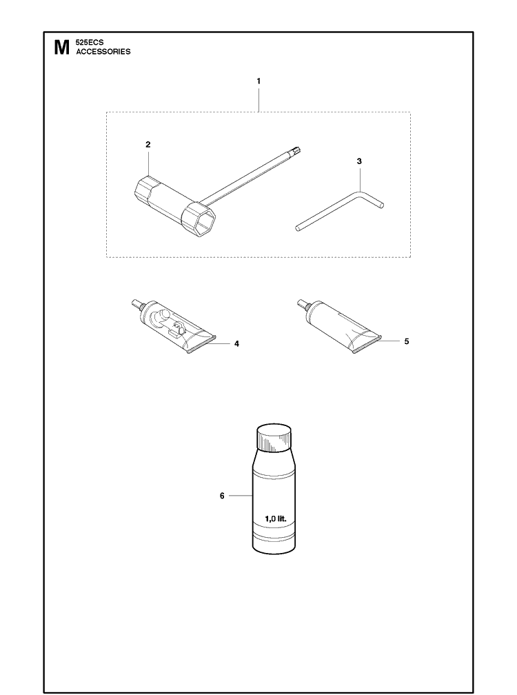 Accessories Diagram and Parts List for 525ECS  Husqvarna Edger
