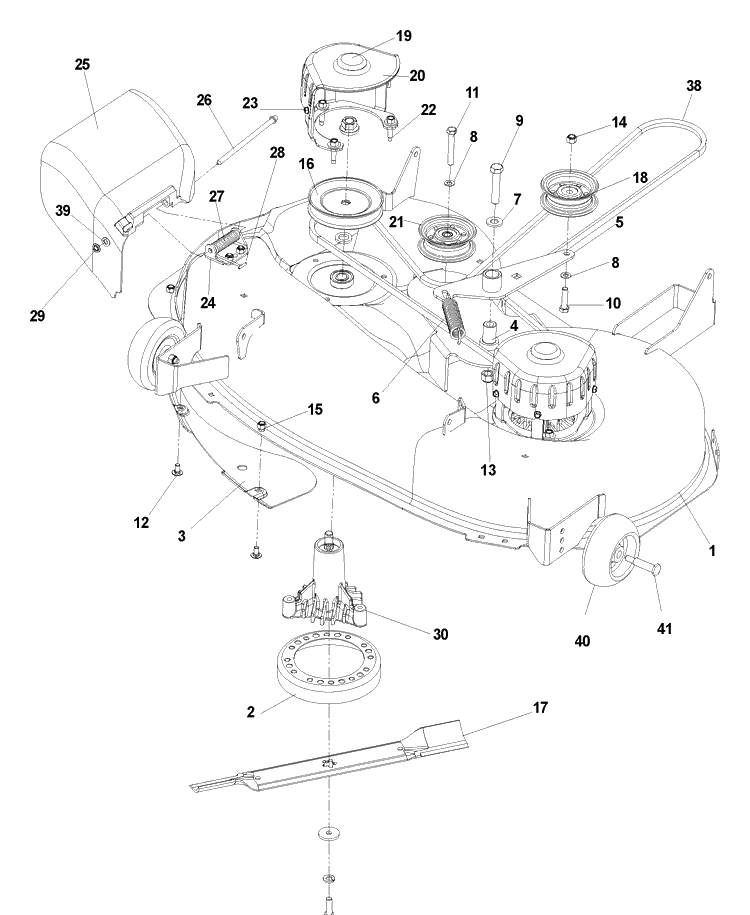 Deck Assembly 42 Inch Diagram and Parts List for CZ42175 (968999275)(2006-08) Husqvarna Lawn Mower
