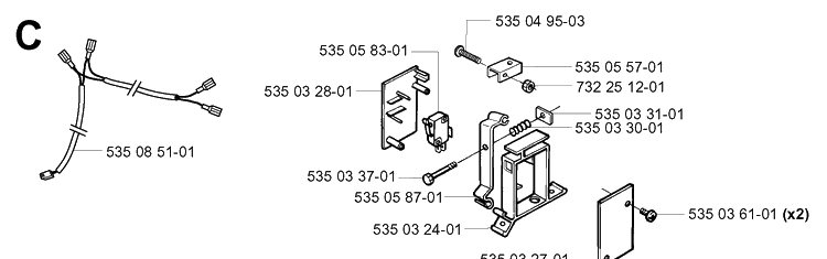 Collision Tower 7 Diagram and Parts List for G1 1998-2003 Husqvarna Lawn Mower