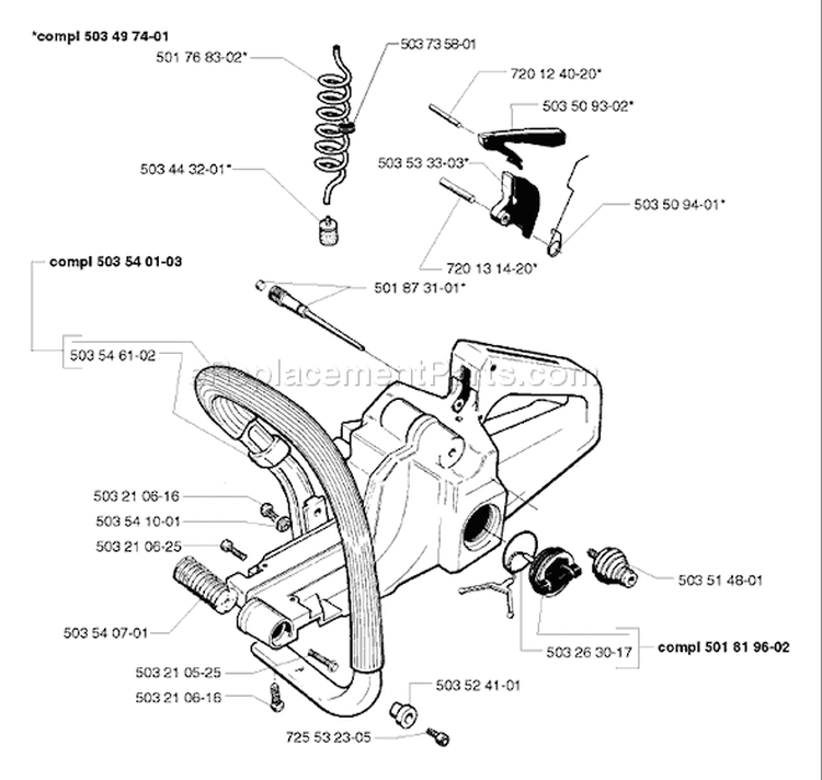 Page L Diagram and Parts List for 261EPA 261 EPA 1998-03 Husqvarna Chainsaw
