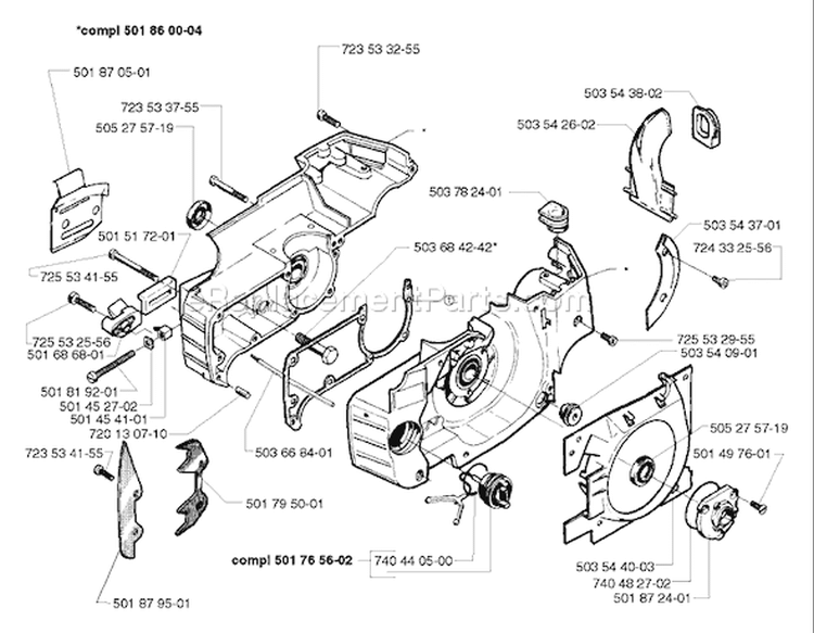 Page E Diagram and Parts List for 261EPA 261 EPA 1998-03 Husqvarna Chainsaw