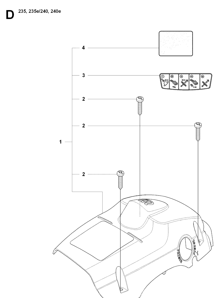 Cylinder Cover Diagram and Parts List for 235 20080100001-20091400000 Husqvarna Chainsaw