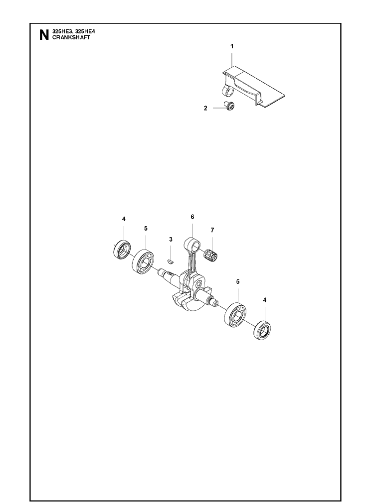 Crankshaft Diagram and Parts List for 325HE3 966787601 from 20150100001-current Husqvarna Hedge Trimmer