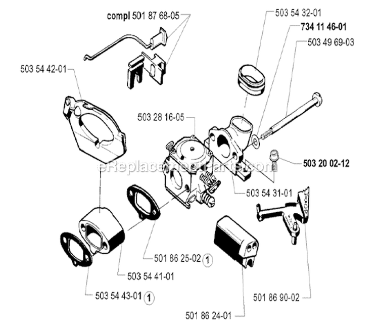 Carburetor Diagram and Parts List for 262XP  Husqvarna Chainsaw
