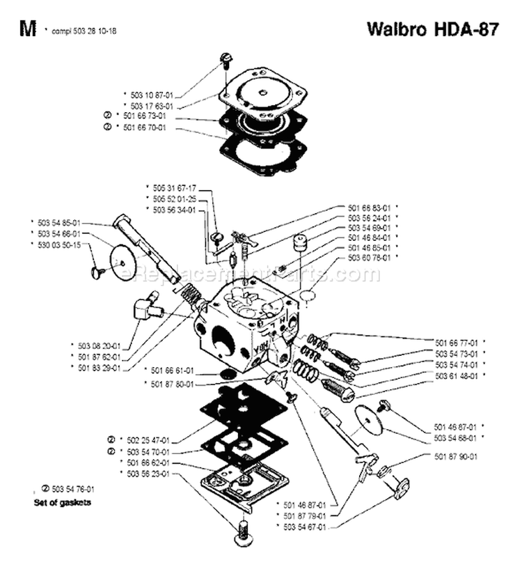 Page A Diagram and Parts List for 262 1990-03 Husqvarna Chainsaw