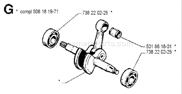 Page D Diagram and Parts List for 262 1990-03 Husqvarna Chainsaw