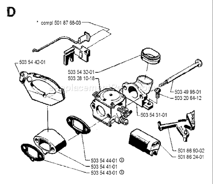 Page F Diagram and Parts List for 262 1990-03 Husqvarna Chainsaw