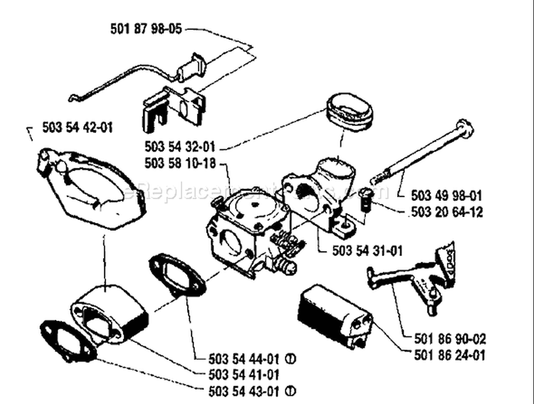 Page A Diagram and Parts List for 262 1991-03 Husqvarna Chainsaw