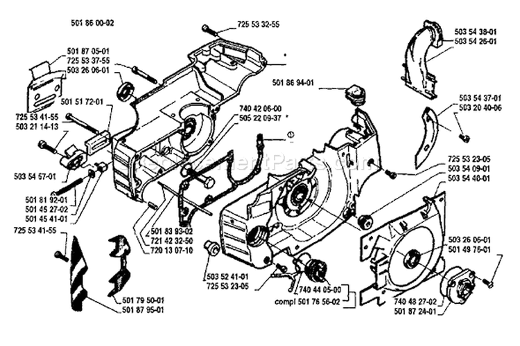 Page F Diagram and Parts List for 262 1991-03 Husqvarna Chainsaw