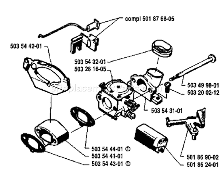 Page A Diagram and Parts List for 262 1992-11 Husqvarna Chainsaw