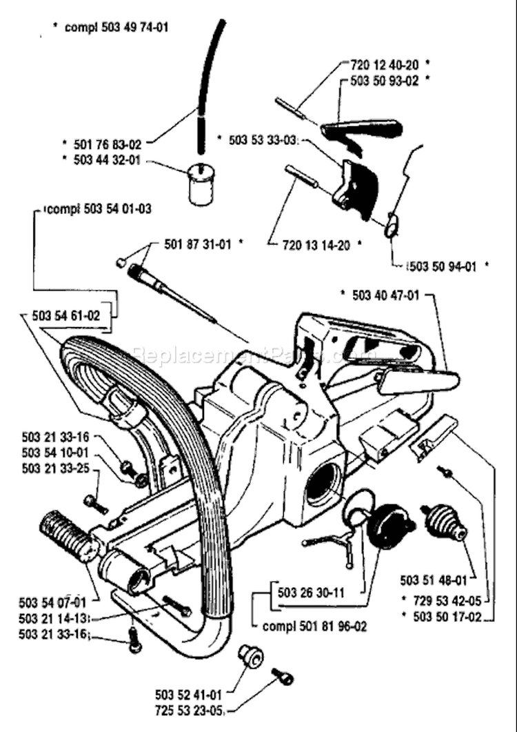 Page L Diagram and Parts List for 262 1992-11 Husqvarna Chainsaw