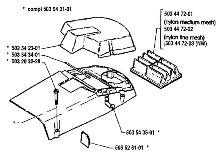 Page M Diagram and Parts List for 262 1992-11 Husqvarna Chainsaw