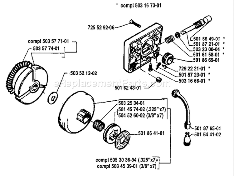 Page D Diagram and Parts List for 262 1992-11 Husqvarna Chainsaw