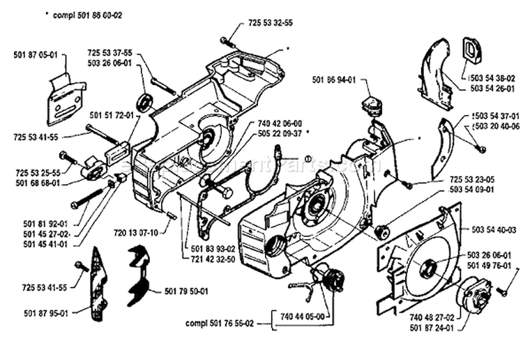 Page E Diagram and Parts List for 262 1992-11 Husqvarna Chainsaw