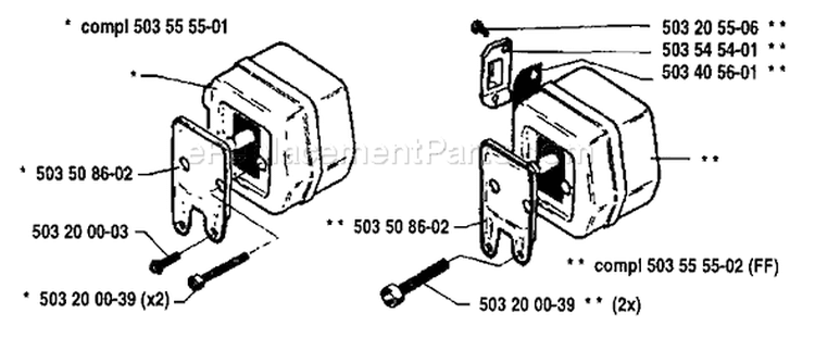 Page H Diagram and Parts List for 262 1992-11 Husqvarna Chainsaw