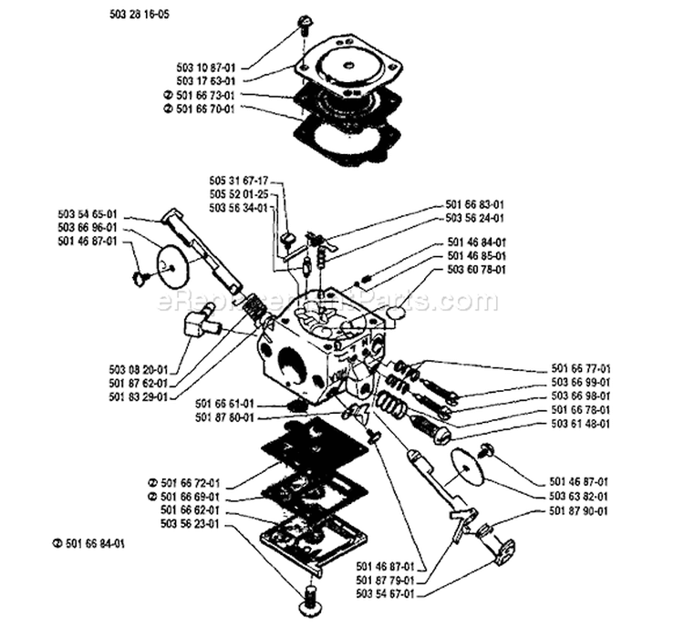 Page B Diagram and Parts List for 262 1994-06 Husqvarna Chainsaw