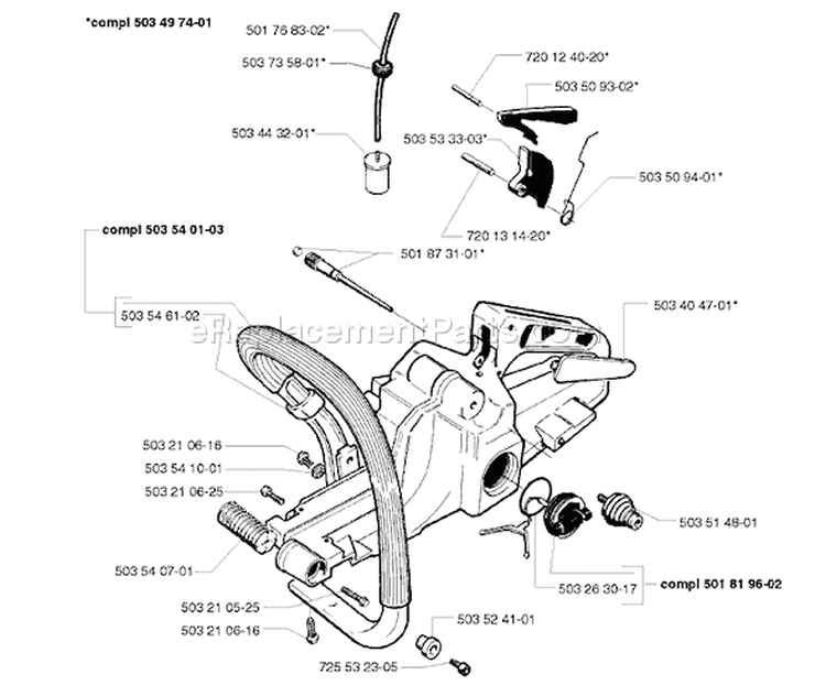 Page L Diagram and Parts List for 262 1996-01 Husqvarna Chainsaw